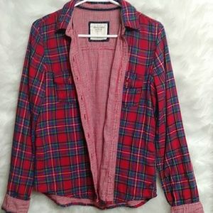 Abercrombie & Fitch Red Plaid Button Down Shirt